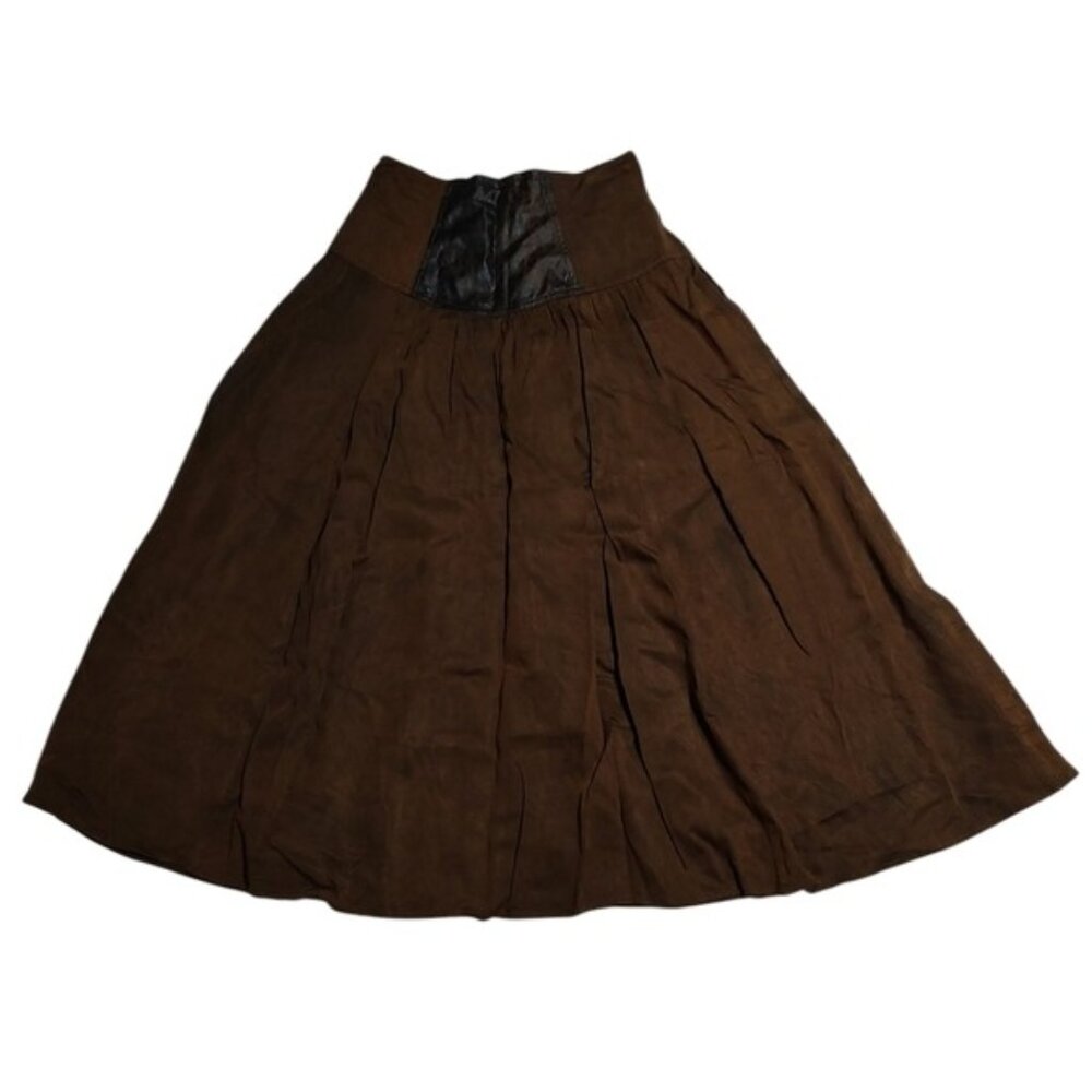 Vintage Cache Brown Yoke Waist Full Skirt